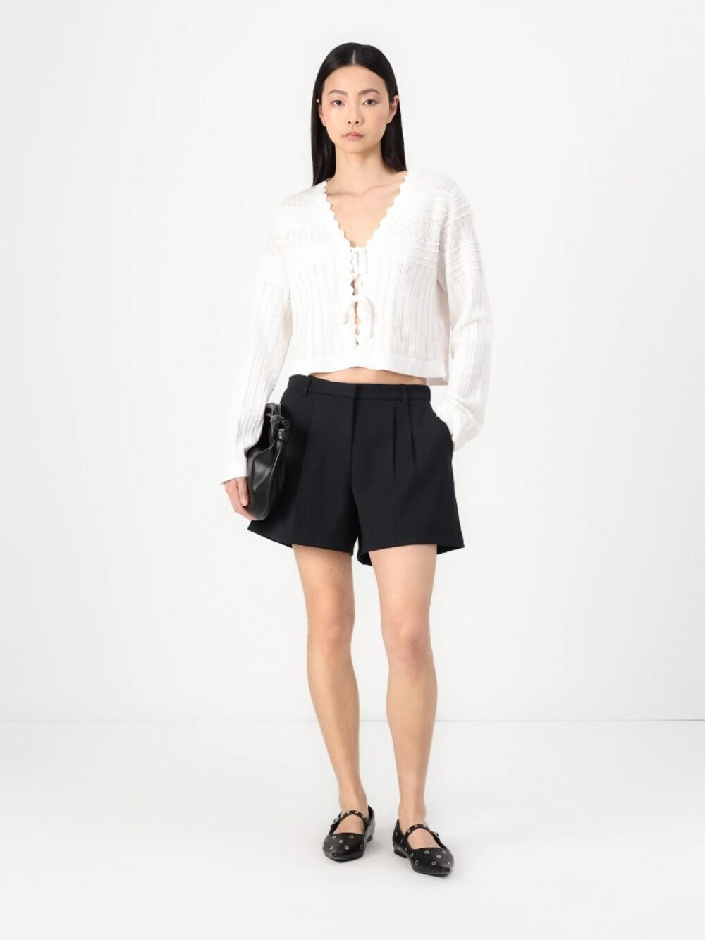 ABERCROMBIE & FITCH Sloane Black Tailored Wide Leg Trouser Shorts, Size S